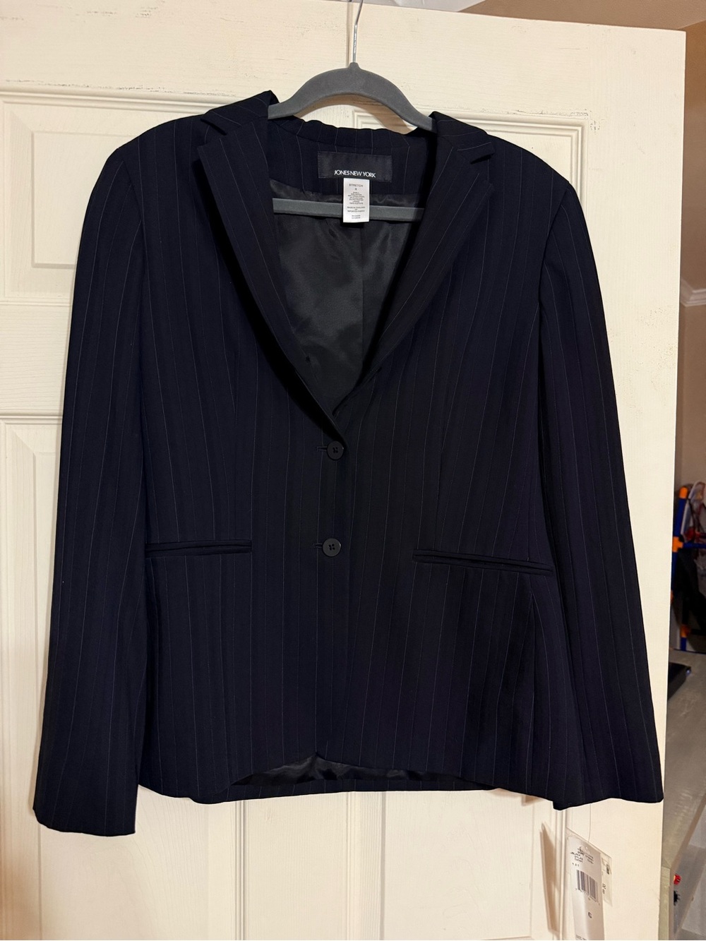 Jones New York Dark Navy Pinstripe Blazer